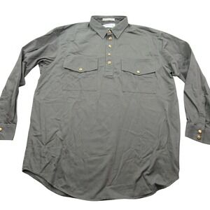 ORVIS Men's Olive Green Long Sleeve Snap Front Pocket Shirt Size XL